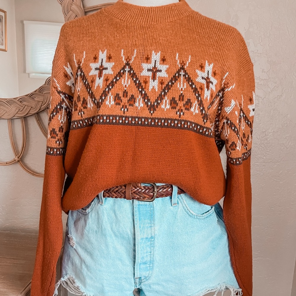 Vintage 70s Fair Isle Jersild Knit Cozy Comfy Cottage Core Grandpa Sweater